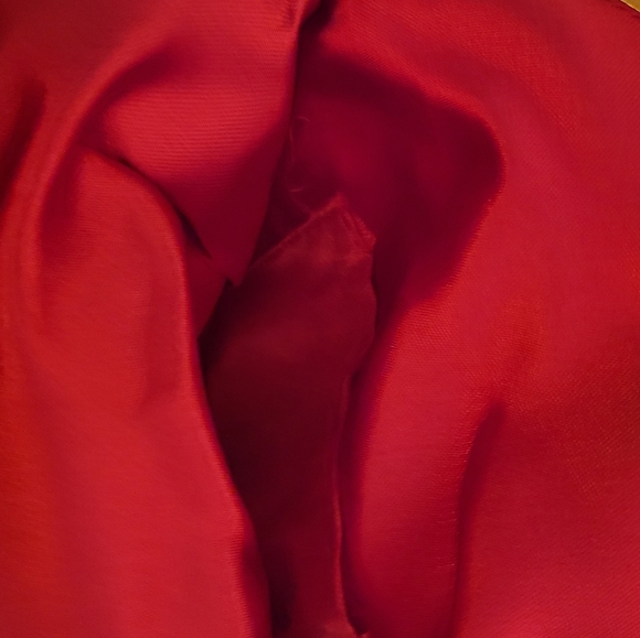 Vintage Christmas tree tassel purse. Red velvet beaded cocktail evening bag. - Picture 6 of 8